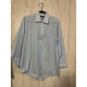 Vtg Sears The Mens Store 16-32/33 Blue Long Sleeve Button Up Shirt Single Needle